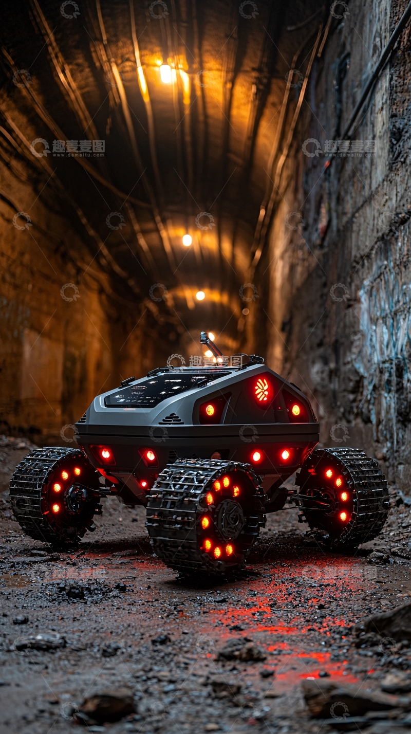 高清大图下载【趣麦麦图】地下隧道机器人