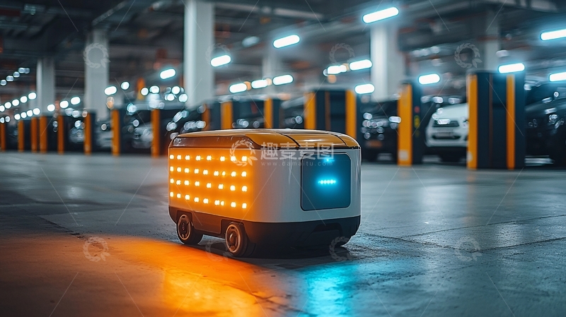 高清大图下载【趣麦麦图】停车场自动送货机器人