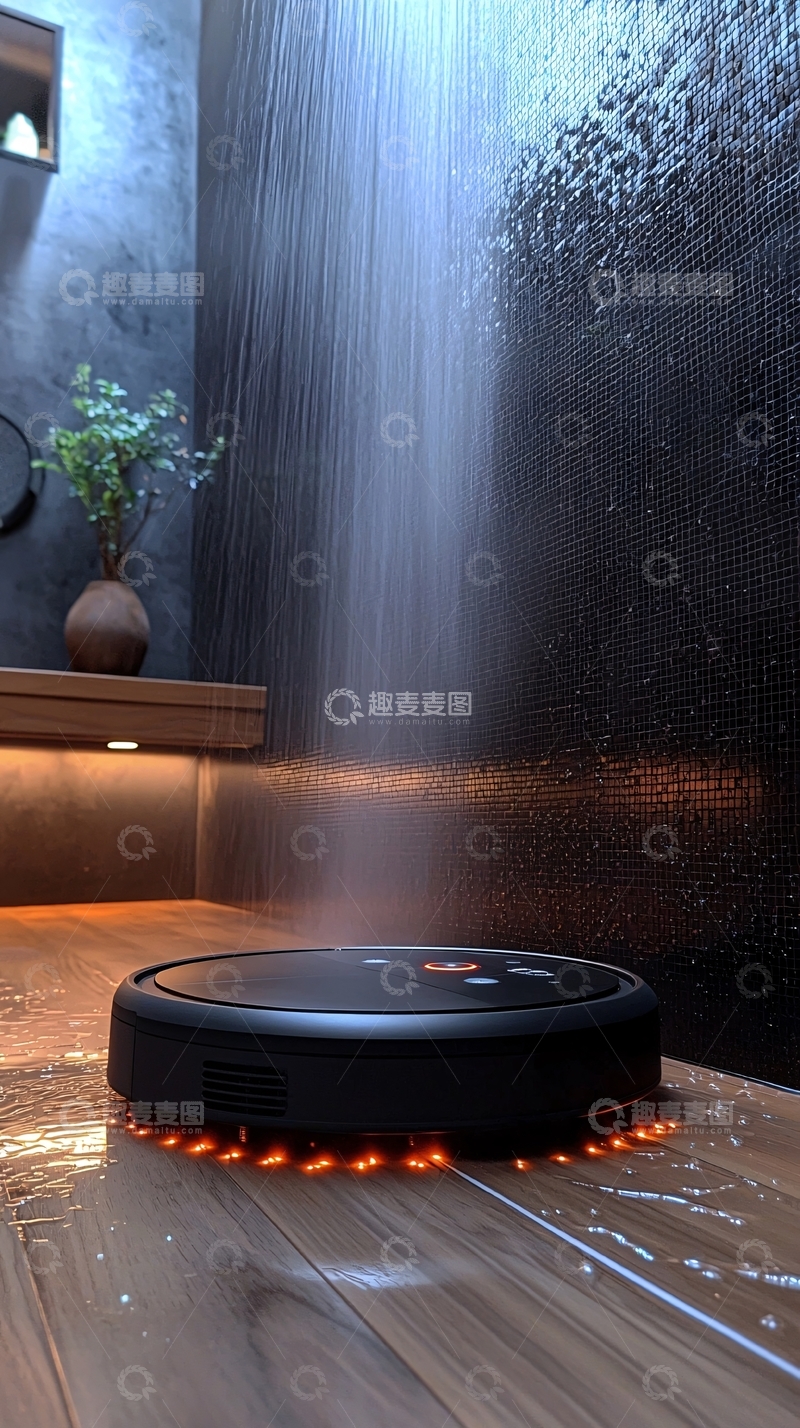 高清大图下载【趣麦麦图】浴室防水扫地机器人