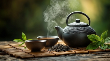 热气腾腾的茶壶茶杯
