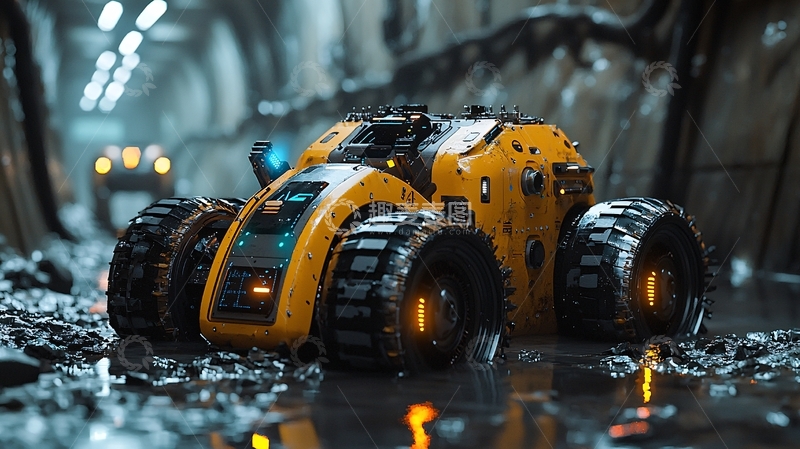 高清大图下载【趣麦麦图】未来感黄色越野机器人
