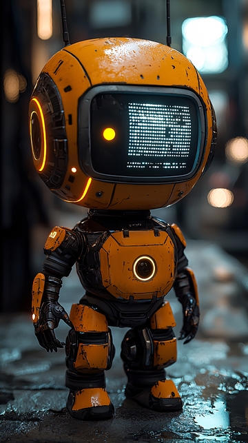 可爱复古黄色小机器人