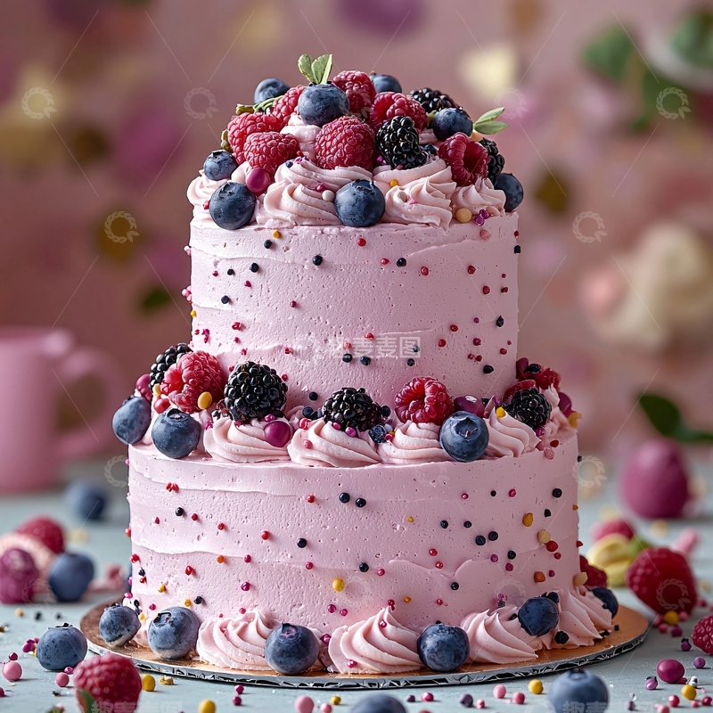 高清大图下载【趣麦麦图】粉色双层蛋糕