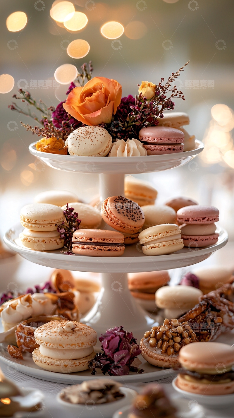 高清大图下载【趣麦麦图】法式甜点三层点心架