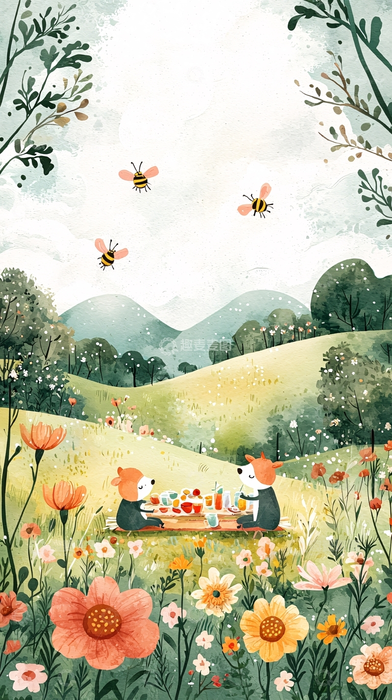 高清大图下载【趣麦麦图】草地野餐