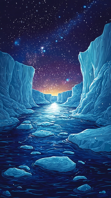 冰川峡谷星空