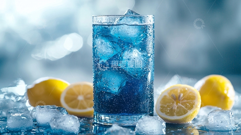 高清大图下载【趣麦麦图】冰爽柠檬蓝莓饮品
