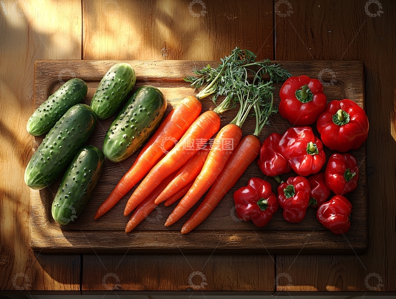 高清大图下载【趣麦麦图】新鲜蔬菜在木板上