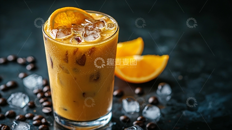 高清大图下载【趣麦麦图】橙子冰咖啡饮品