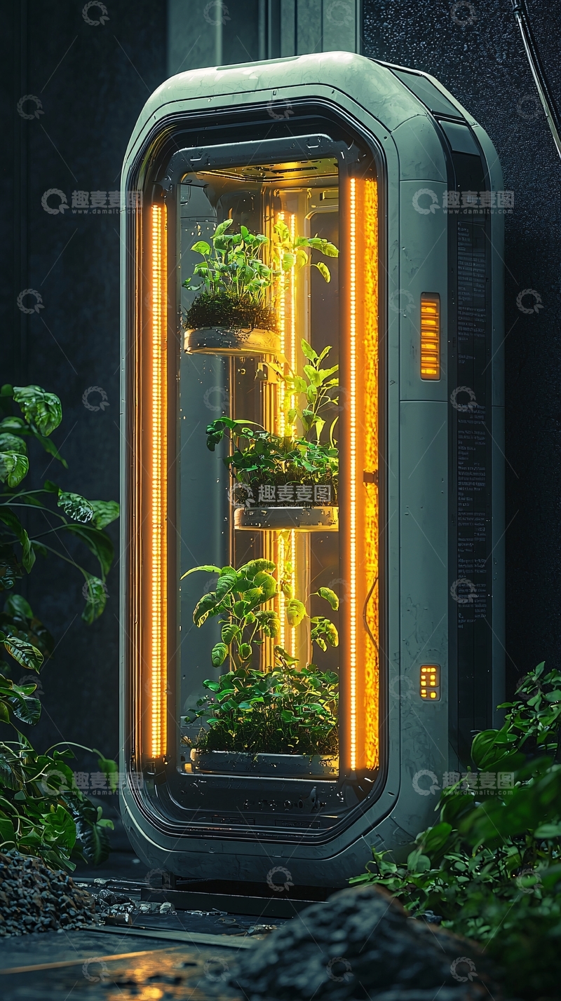 高清大图下载【趣麦麦图】未来科技感植物培养箱