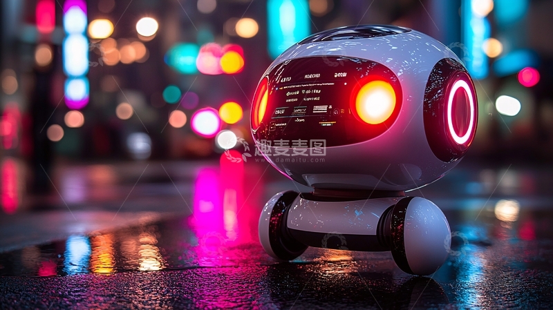 高清大图下载【趣麦麦图】炫酷机器人夜景
