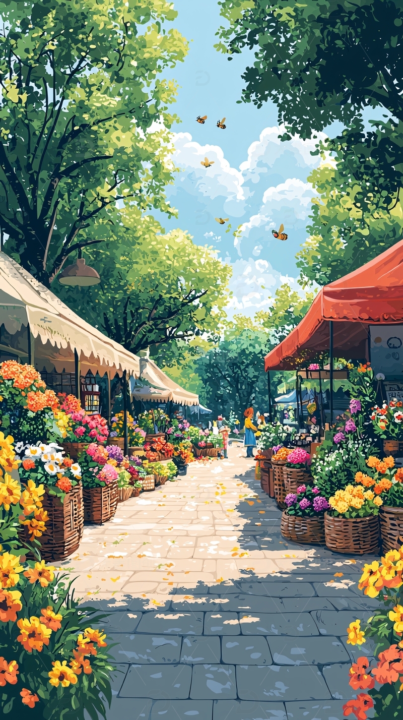 鲜花市场充满生机