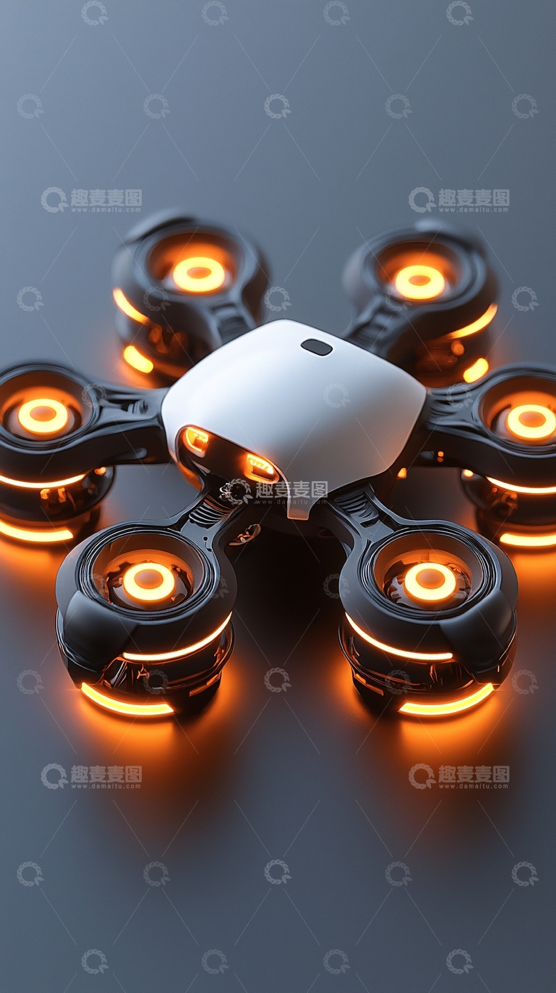 高清大图下载【趣麦麦图】未来科技感六旋翼无人机