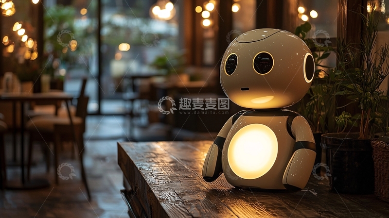 高清大图下载【趣麦麦图】餐厅机器人