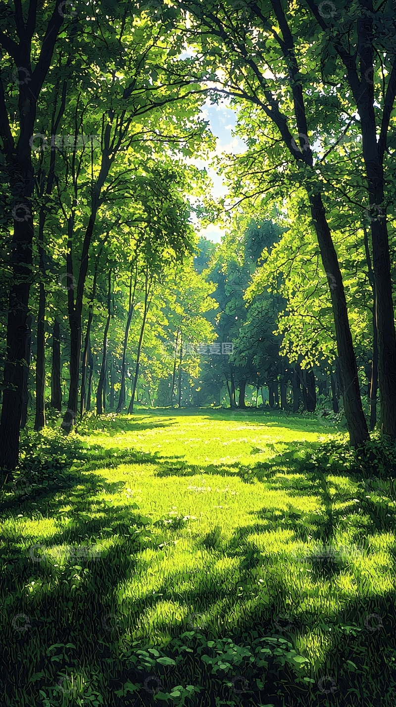 高清大图下载【趣麦麦图】郁郁葱葱的绿树林