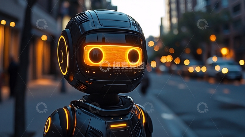 高清大图下载【趣麦麦图】城市夜景机器人