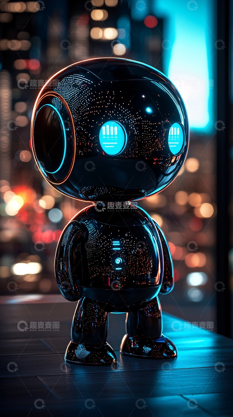 高清大图下载【趣麦麦图】黑色机器人