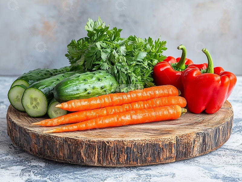 高清大图下载【趣麦麦图】新鲜蔬菜在木板上