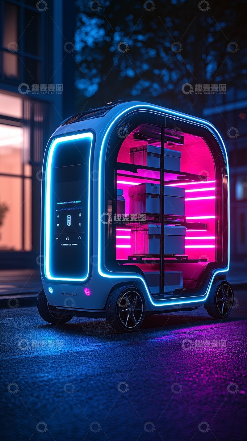 高清大图下载【趣麦麦图】自动驾驶送货机器人