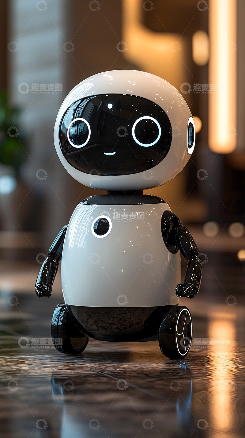 高清大图下载【趣麦麦图】可爱小白机器人