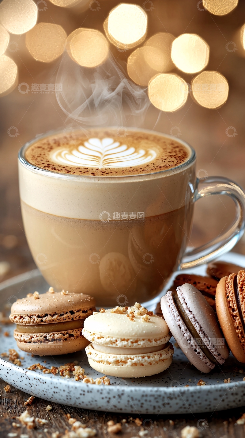 高清大图下载【趣麦麦图】一杯带有拉花的咖啡