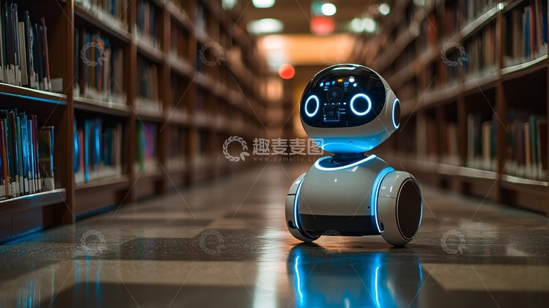 高清大图下载【趣麦麦图】图书馆机器人