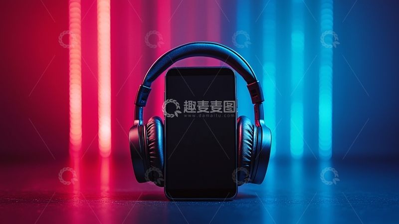 高清大图下载【趣麦麦图】炫酷耳机手机音乐背景