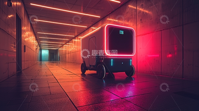 高清大图下载【趣麦麦图】未来派自动驾驶送货车