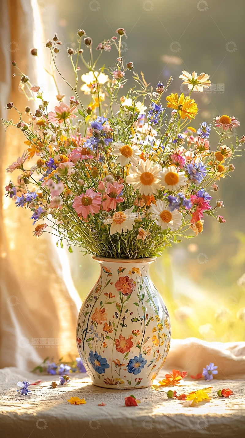 高清大图下载【趣麦麦图】花瓶里的野花