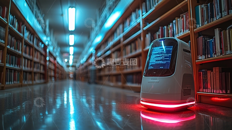 高清大图下载【趣麦麦图】图书馆机器人