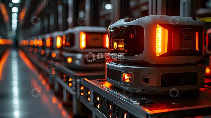 高清大图下载【趣麦麦图】仓库机器人队列