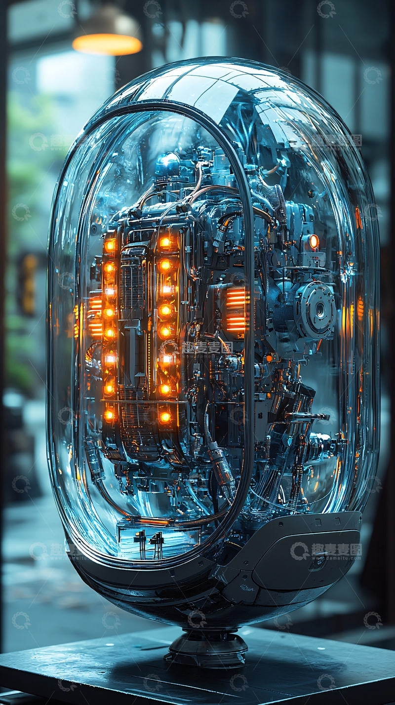 高清大图下载【趣麦麦图】透明玻璃外壳机械装置