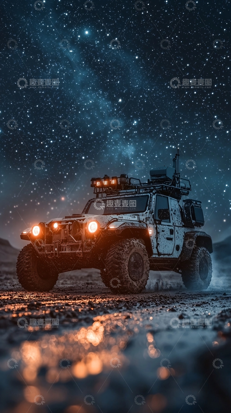 高清大图下载【趣麦麦图】星空下越野车