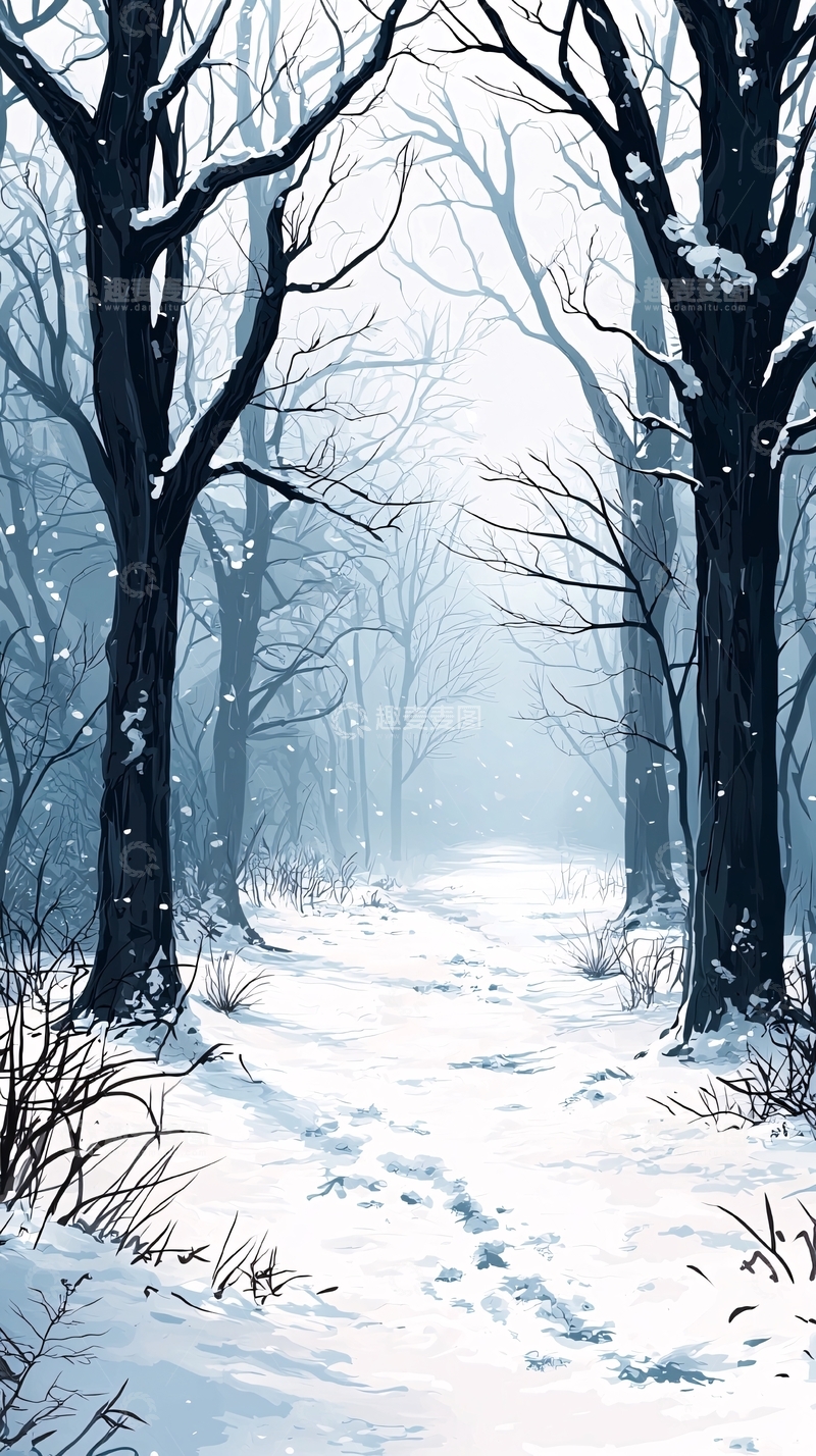 高清大图下载【趣麦麦图】雪地小路