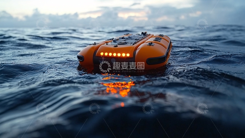 高清大图下载【趣麦麦图】橙色水下机器人