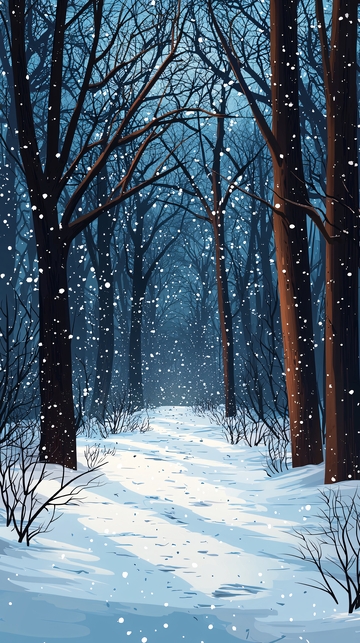 冬季雪地森林小路