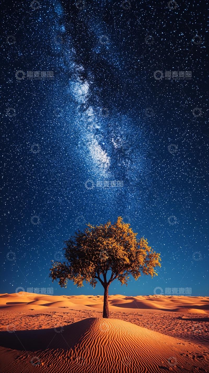 高清大图下载【趣麦麦图】沙漠星空