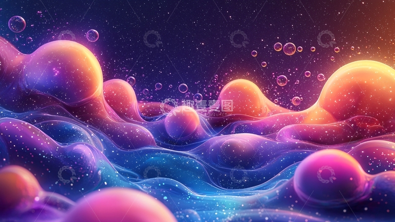 高清大图下载【趣麦麦图】梦幻多彩液体泡泡
