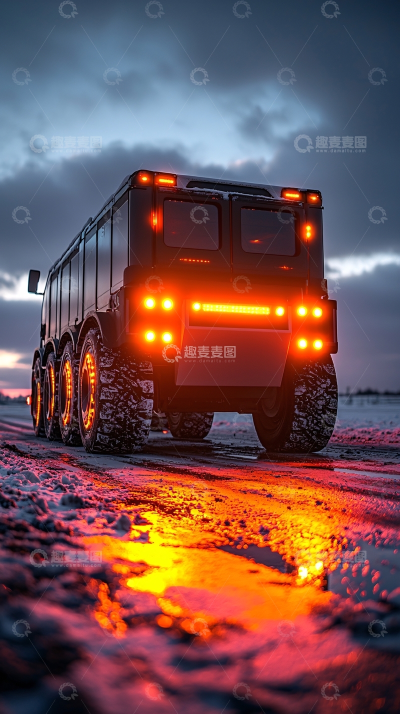 高清大图下载【趣麦麦图】极地越野车尾灯夜景