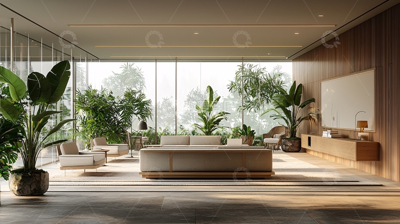 高清大图下载【趣麦麦图】现代简约风格客厅绿植