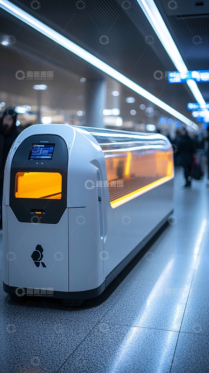 高清大图下载【趣麦麦图】机场自动行李运输车
