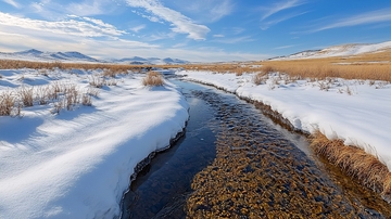 冬日河流雪景