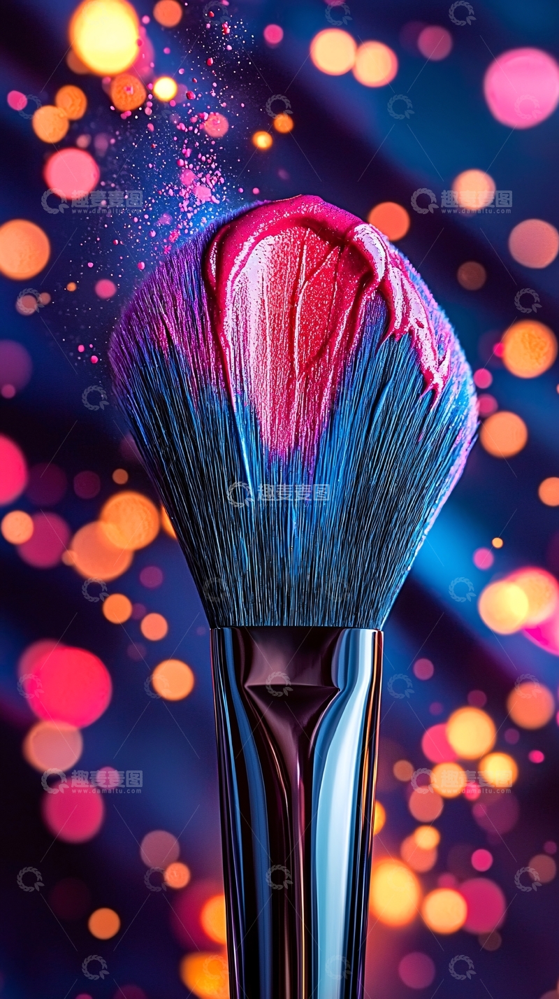 高清大图下载【趣麦麦图】彩妆刷与彩色颜料飞溅