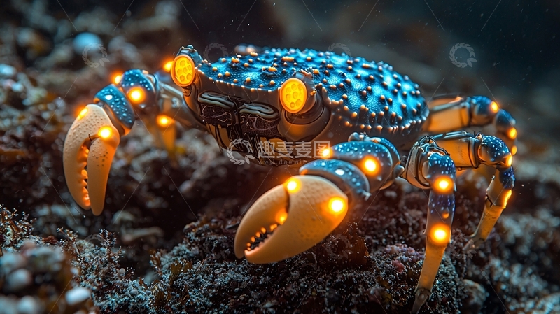 高清大图下载【趣麦麦图】蓝光机械螃蟹