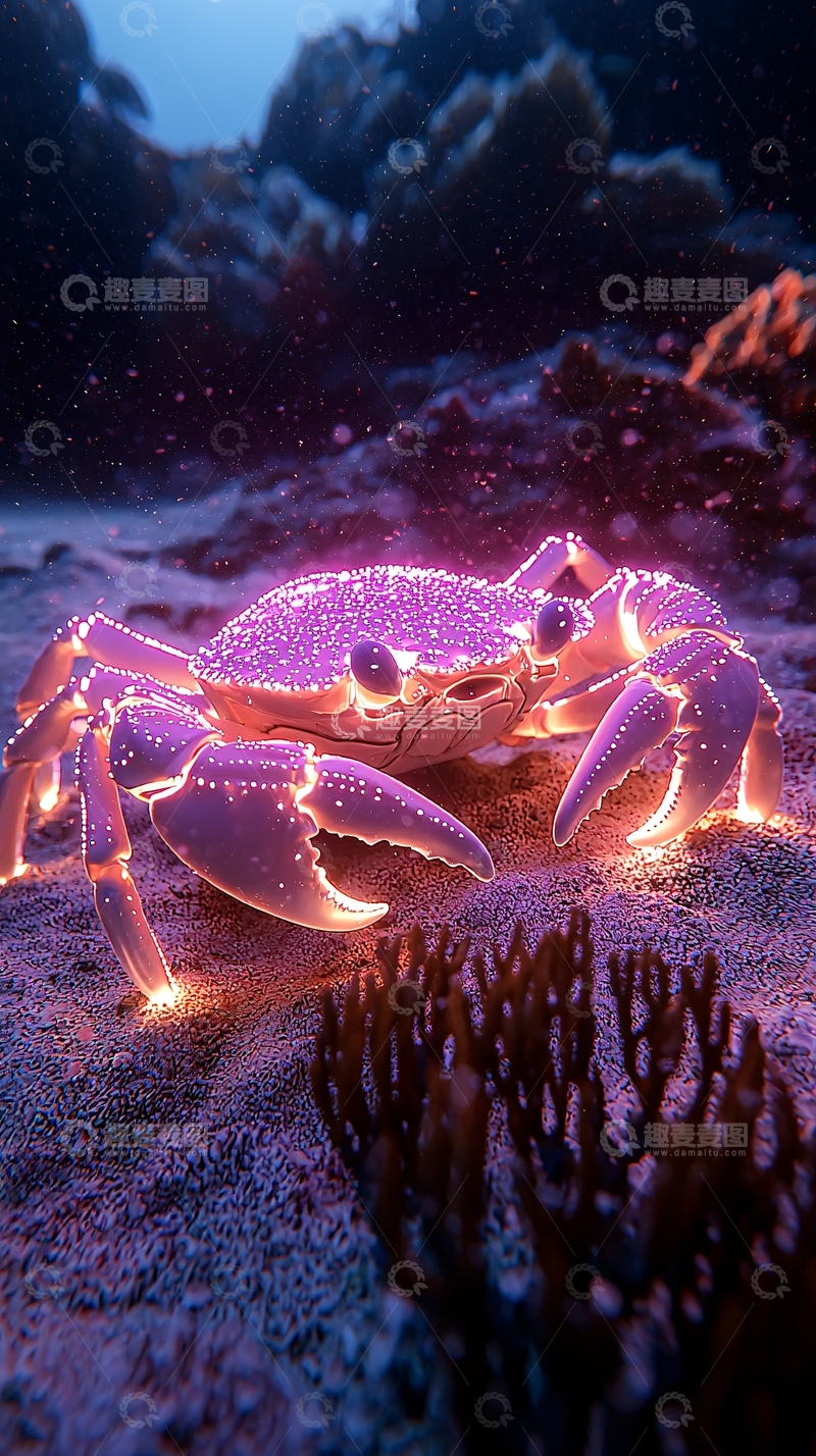 高清大图下载【趣麦麦图】发光螃蟹