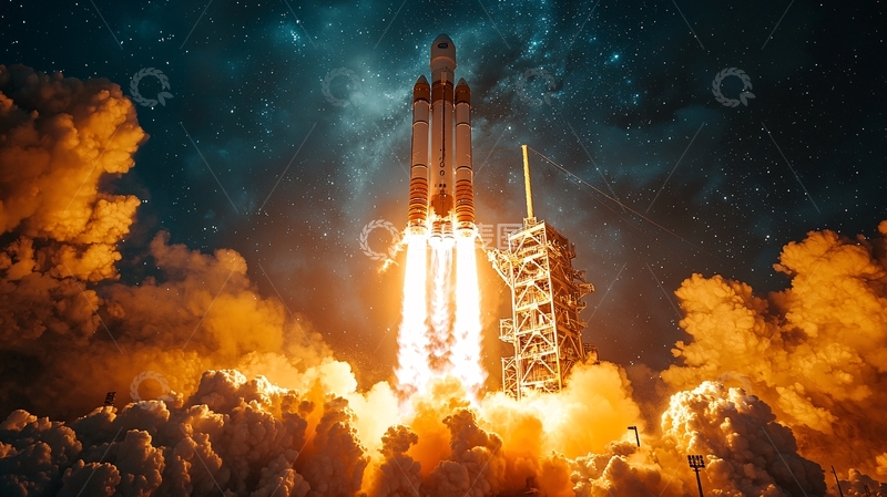 高清大图下载【趣麦麦图】太空火箭发射升空