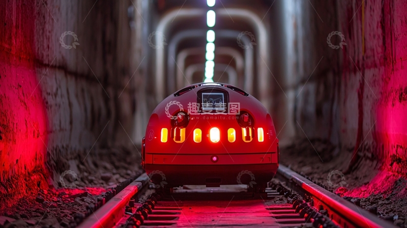 高清大图下载【趣麦麦图】隧道内红色小火车