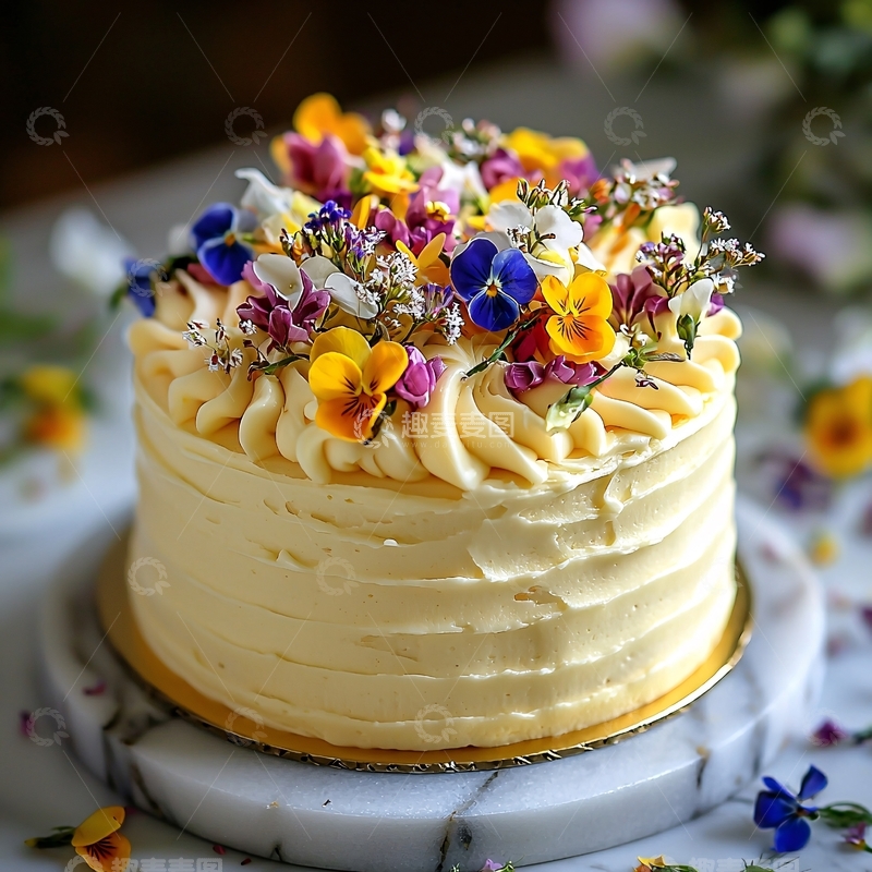 高清大图下载【趣麦麦图】奶油蛋糕与鲜花