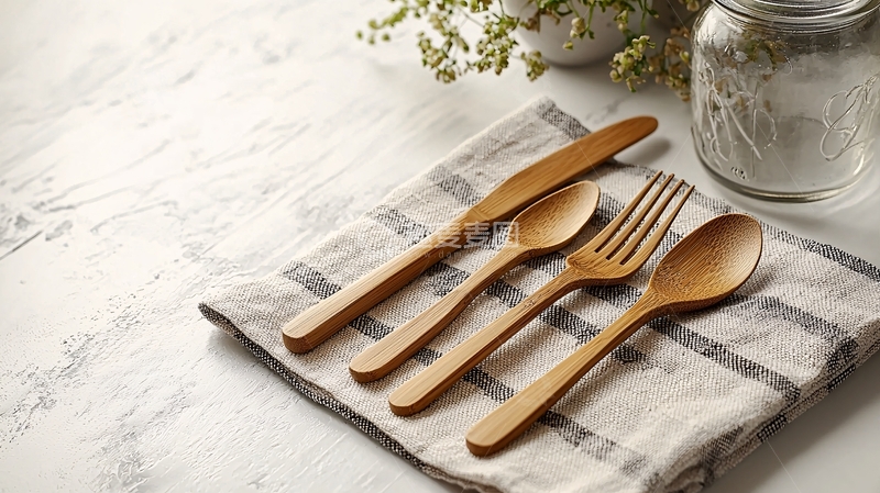 高清大图下载【趣麦麦图】原木餐具套装