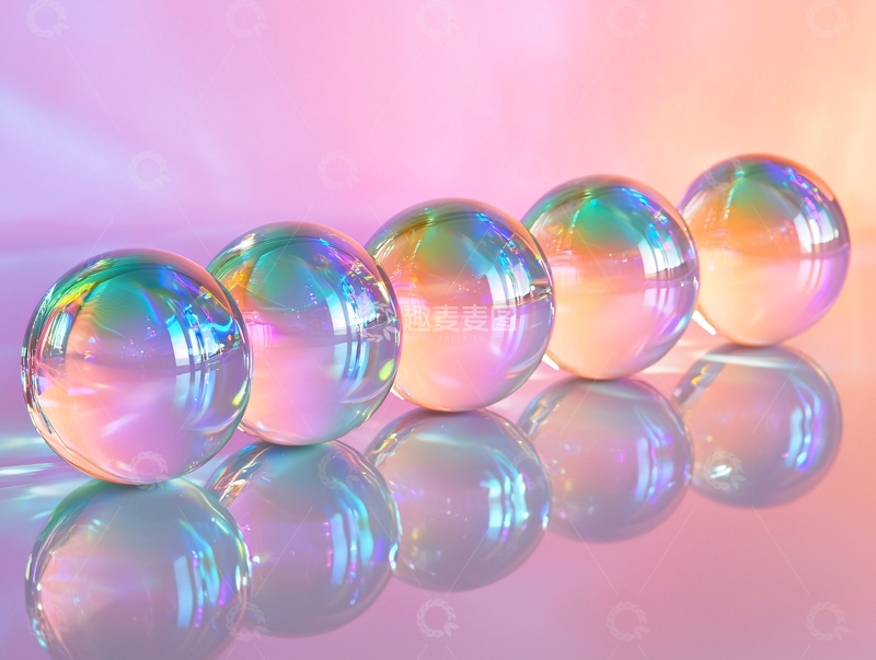 高清大图下载【趣麦麦图】炫彩透明玻璃球排列